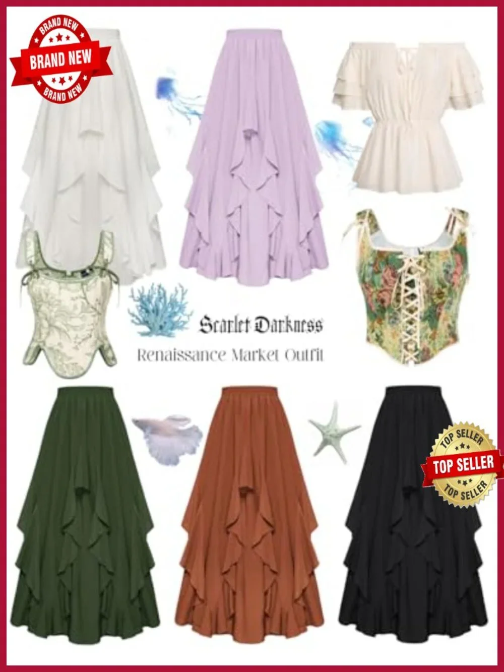 Ruffled Chiffon Flowy Renaissance Maxi Skirt with Pockets A-Line Irregular Hem